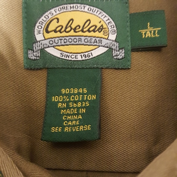Cabela's Outdoor Mens Brown button down L Tall - Picture 2 of 5